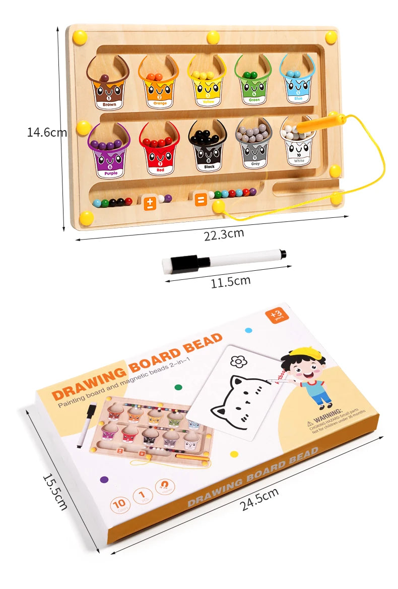 Wooden Montessori Magnetic Bead Maze (3–6Y)