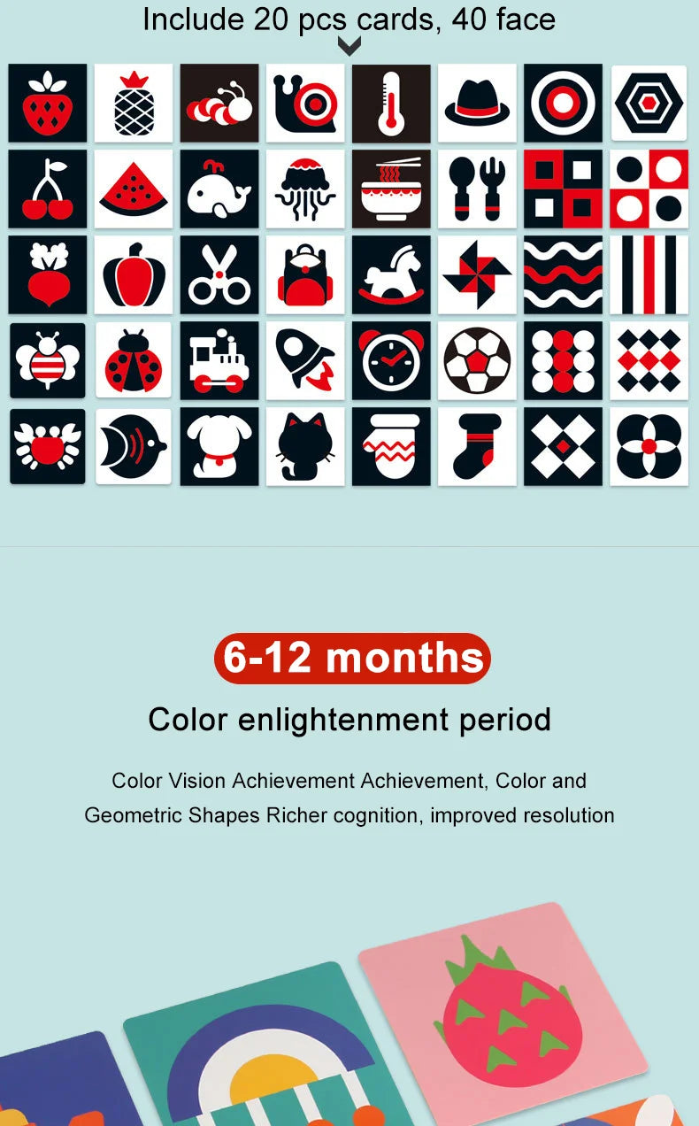 Baby Visual Stimulation Cards – High-Contrast, Age-Staged