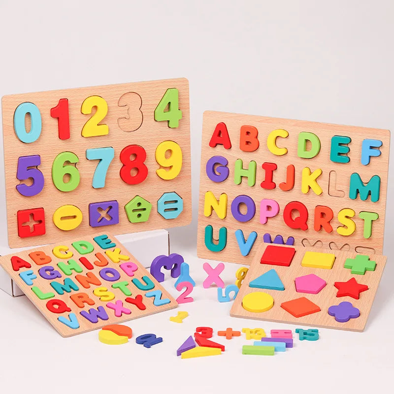 Montessori Wooden Alphabet Puzzle for Toddlers | Learn ABCs & Shapes