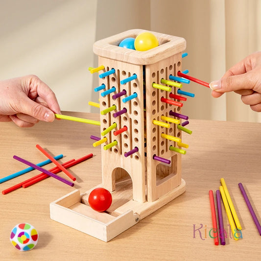 Educational 3-in-1 Wooden Stick Drawing Tower Set (Color Sorting & Balance Play), Ages 3+