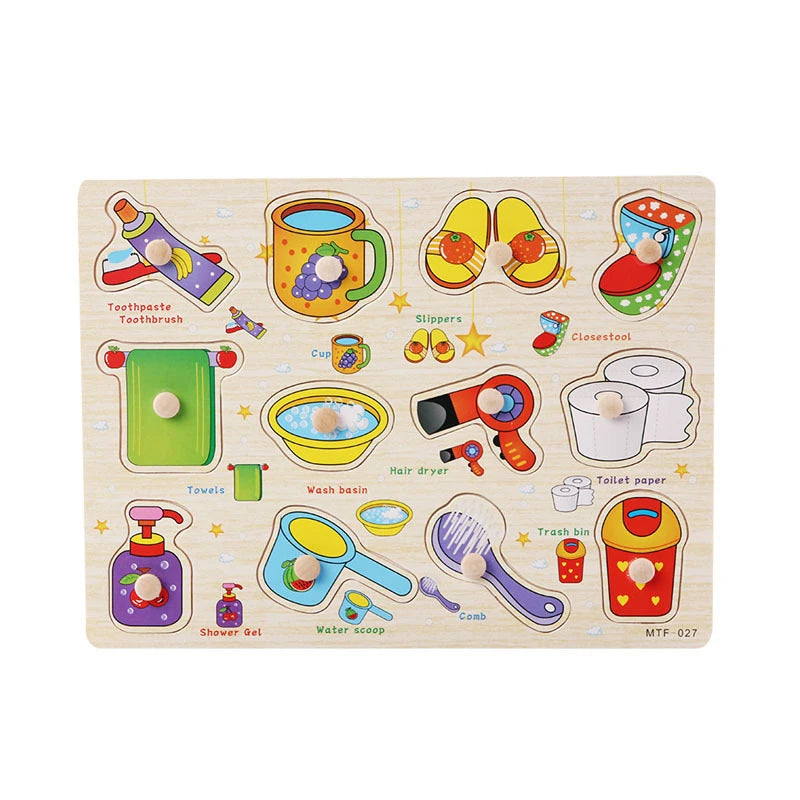Montessori Wooden Alphabet Puzzle for Toddlers | Learn ABCs & Shapes