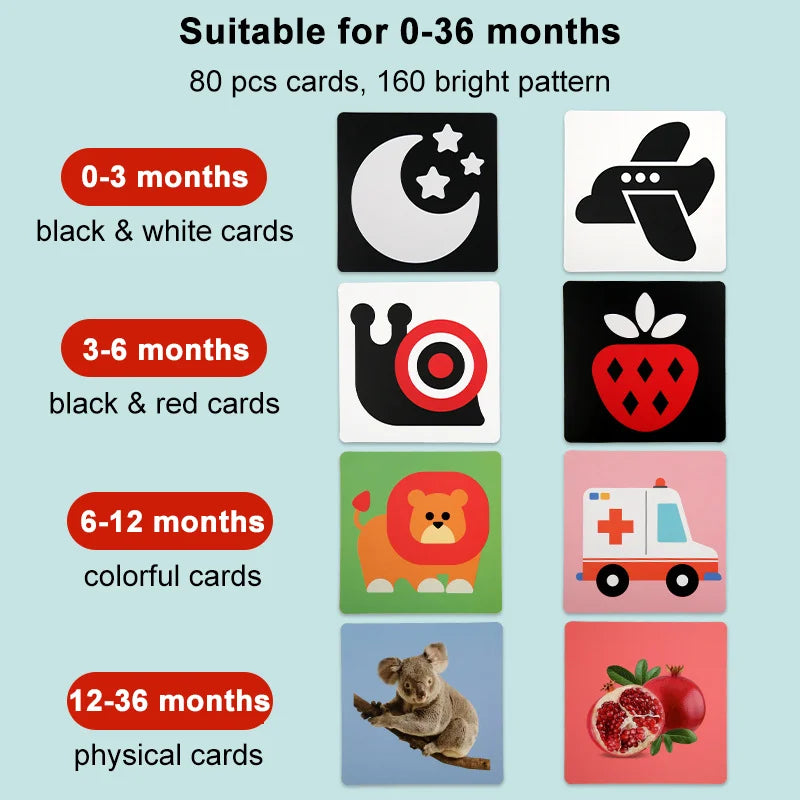 Baby Visual Stimulation Cards – High-Contrast, Age-Staged