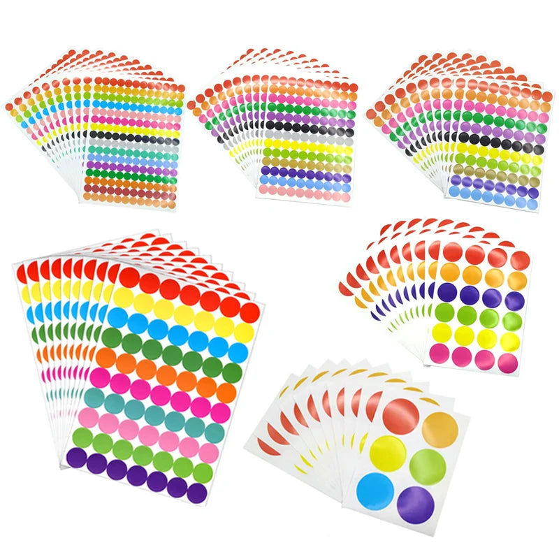 Colored Dot Stickers for Crafts & Classroom | Easy Peel, 6 Sizes