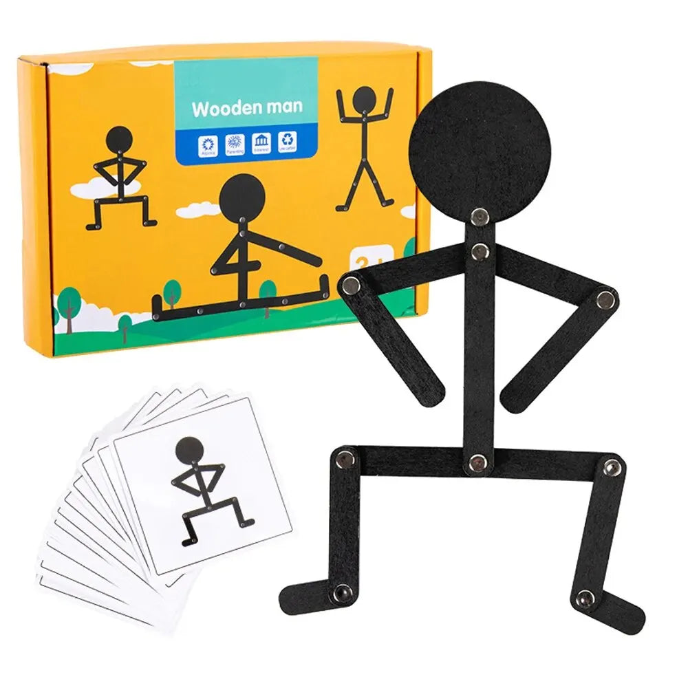 Montessori Wooden Pose Puzzle – Hand-Eye Coordination Toy for Kids