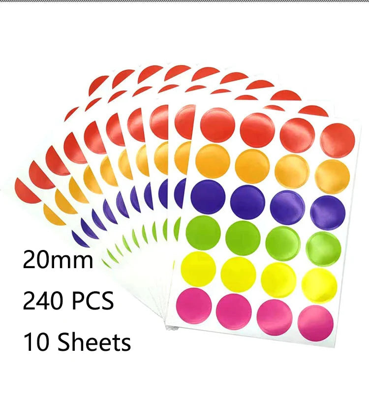 Colored Dot Stickers for Crafts & Classroom | Easy Peel, 6 Sizes