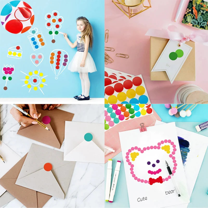 Colored Dot Stickers for Crafts & Classroom | Easy Peel, 6 Sizes