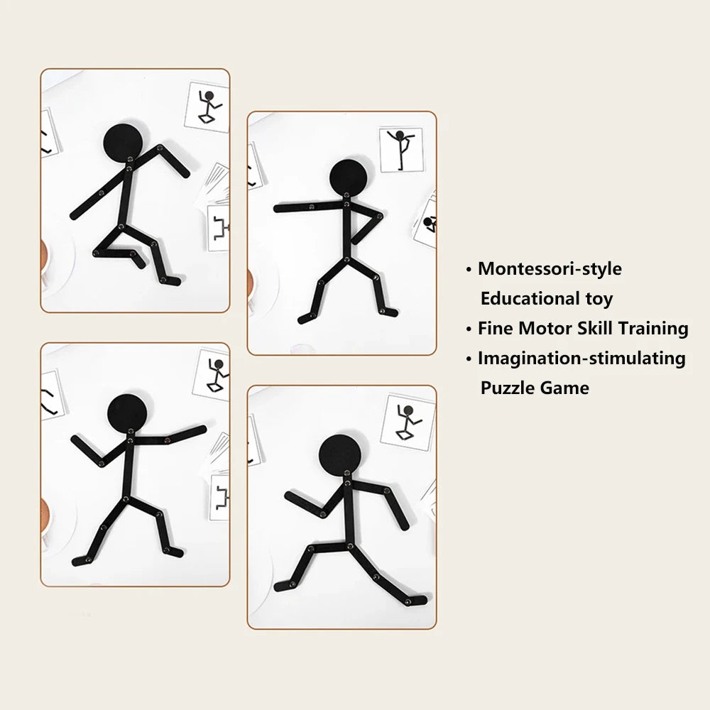 Montessori Wooden Pose Puzzle – Hand-Eye Coordination Toy for Kids