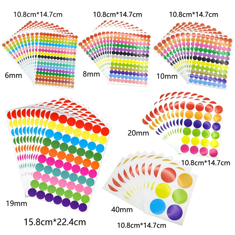 Colored Dot Stickers for Crafts & Classroom | Easy Peel, 6 Sizes