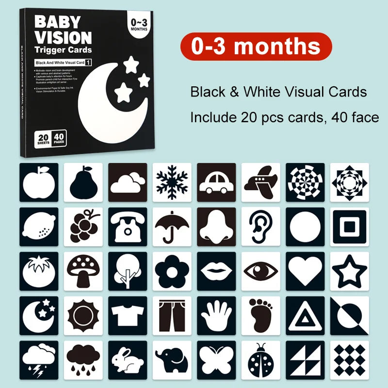 Baby Visual Stimulation Cards – High-Contrast, Age-Staged