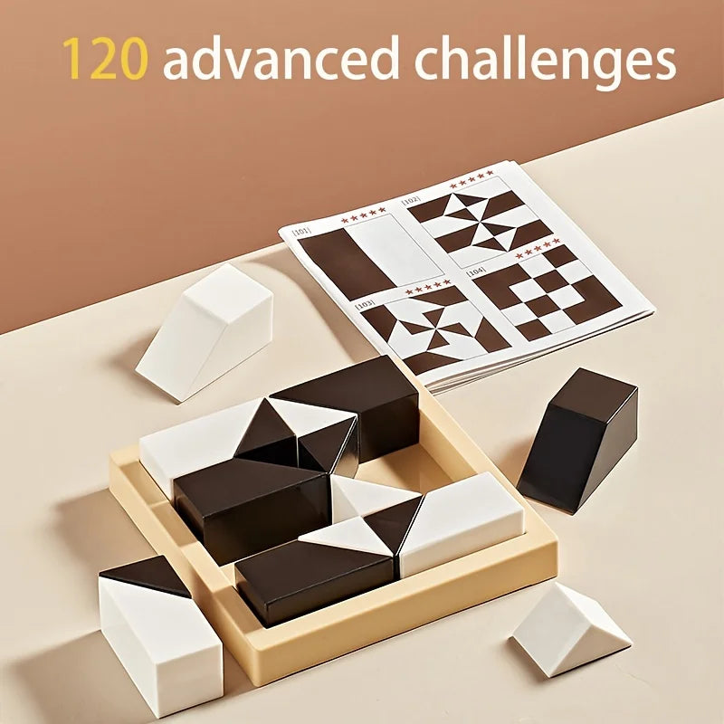 Montessori Logic Block Puzzle Toy for Kids | 120 Challenges to Train Focus & Thinking