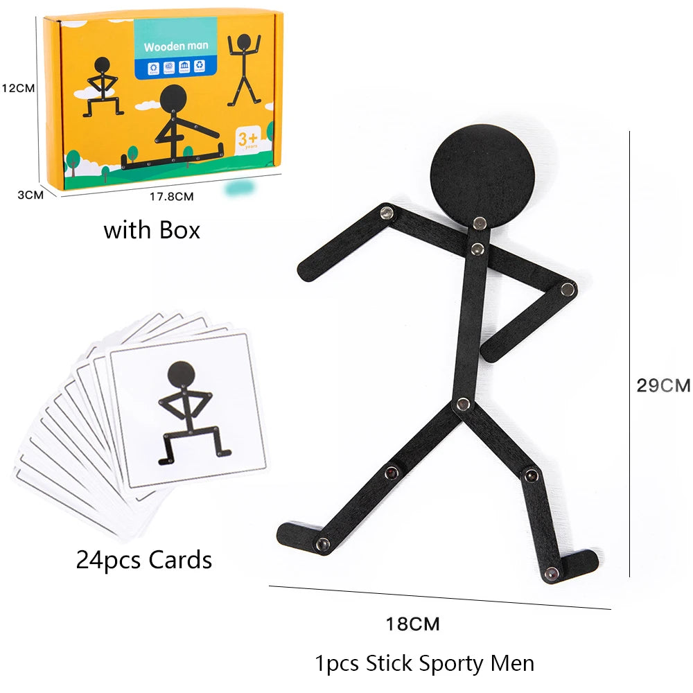 Montessori Wooden Pose Puzzle – Hand-Eye Coordination Toy for Kids