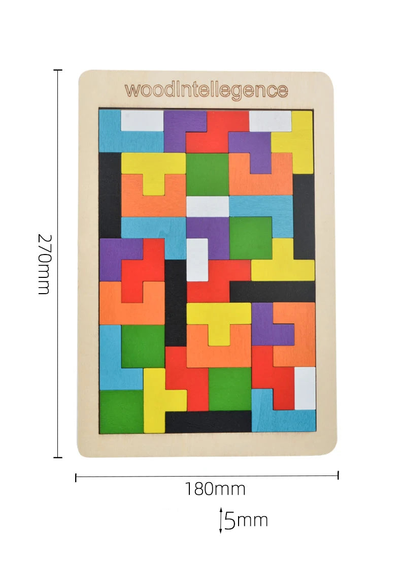 3-in-1 Wooden Puzzle Board – Tangram, Tic-Tac-Toe & Jigsaw