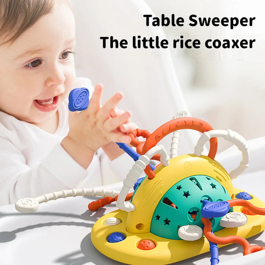 Montessori Baby Sensory Pull String Suction Toy for High Chair & Table