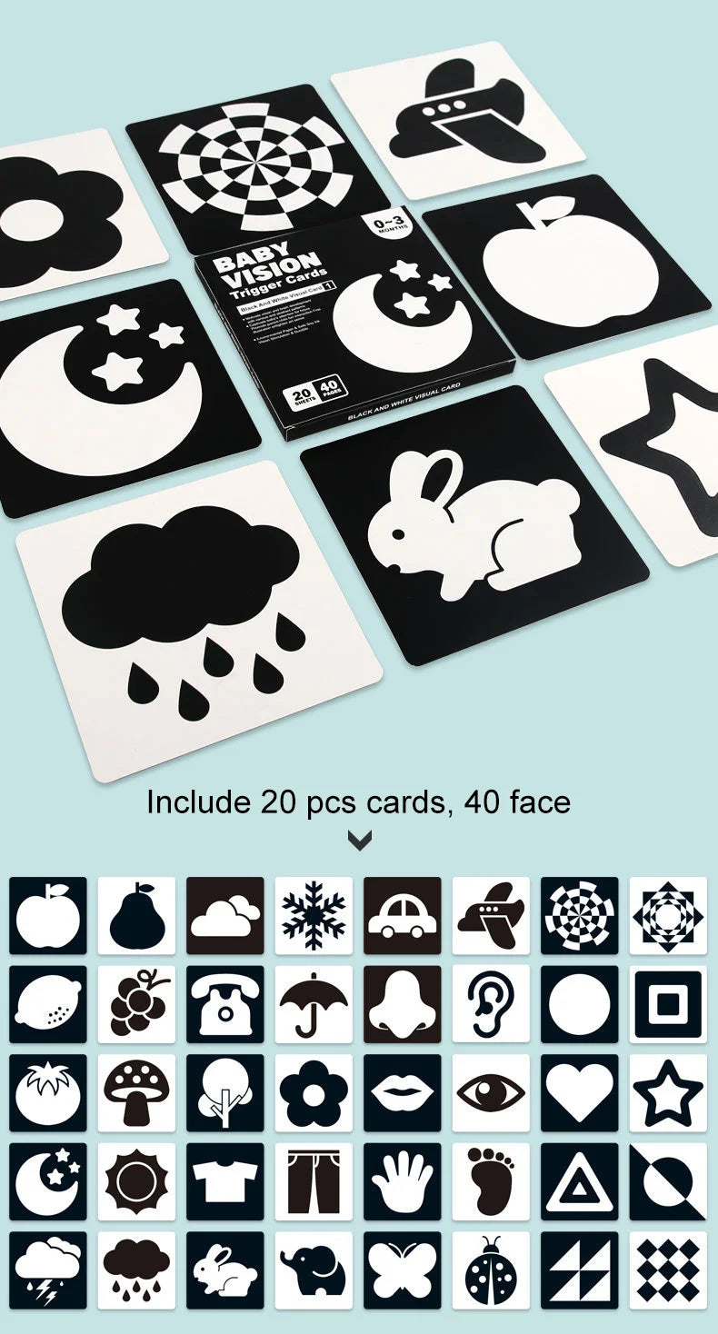 Baby Visual Stimulation Cards – High-Contrast, Age-Staged