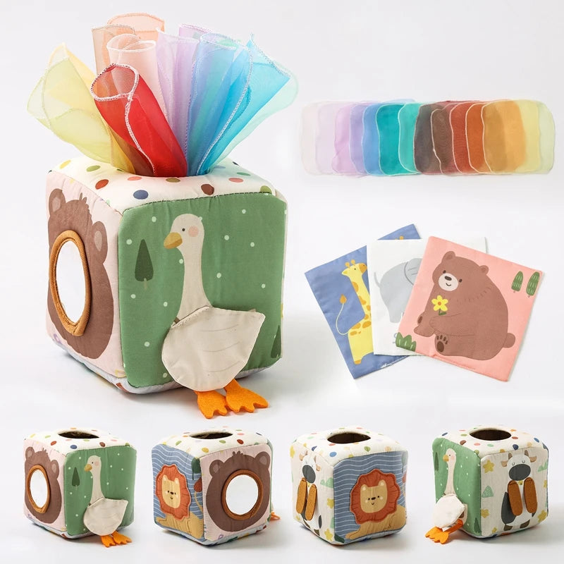 Montessori Tissue Box Toy for Babies | Crinkle Sensory Play