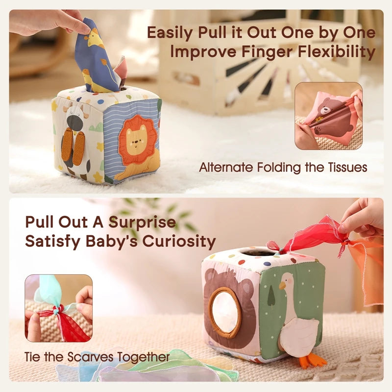 Montessori Tissue Box Toy for Babies | Crinkle Sensory Play