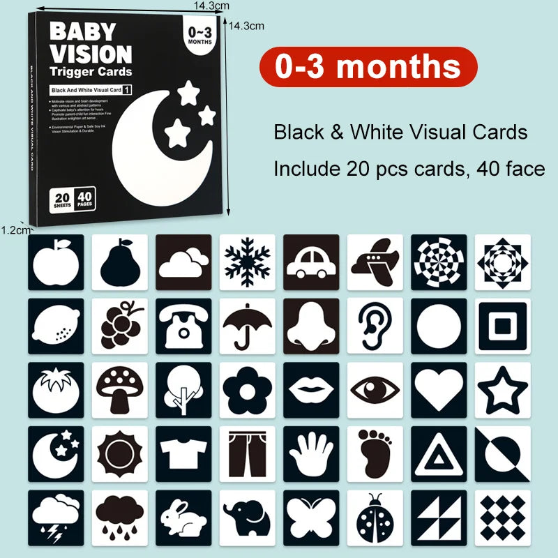 Baby Visual Stimulation Cards – High-Contrast, Age-Staged