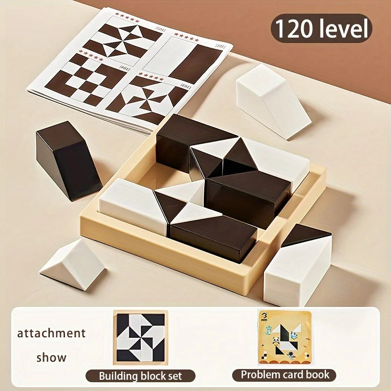 Montessori Logic Block Puzzle Toy for Kids | 120 Challenges to Train Focus & Thinking