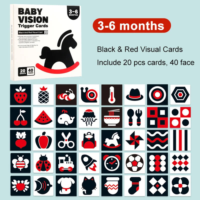 Baby Visual Stimulation Cards – High-Contrast, Age-Staged