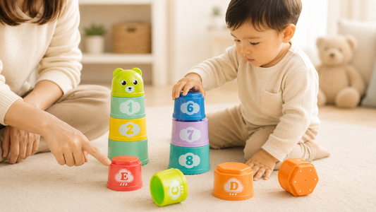 Simple Number and Letter Stacking Cup Activities for Toddlers
