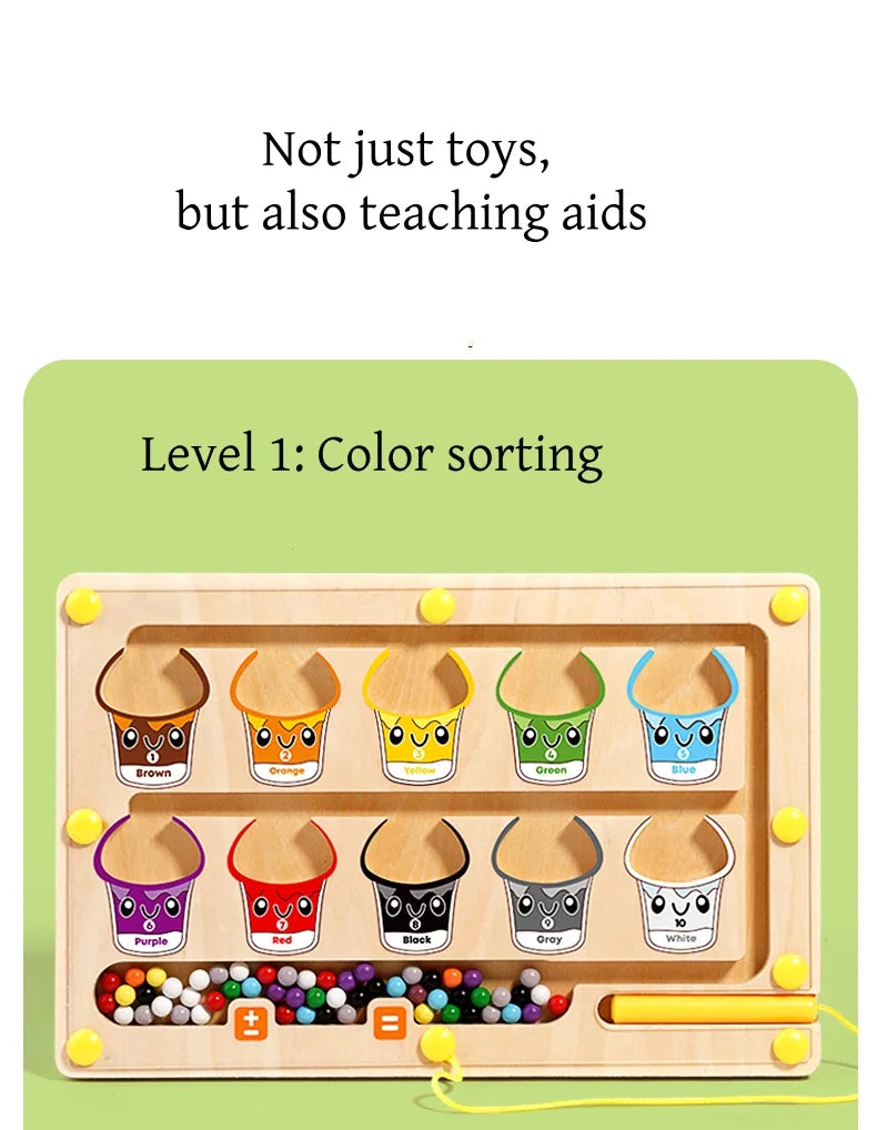 Wooden Montessori Magnetic Bead Maze (3–6Y)