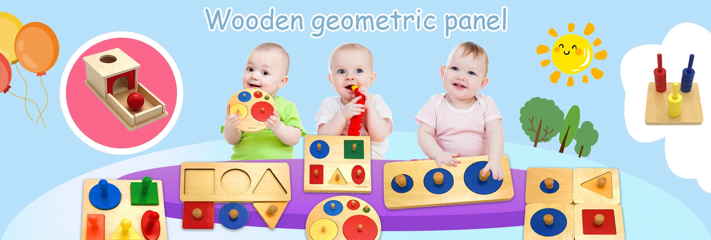 Wooden Geometric Montessori Shape & Fraction Puzzle