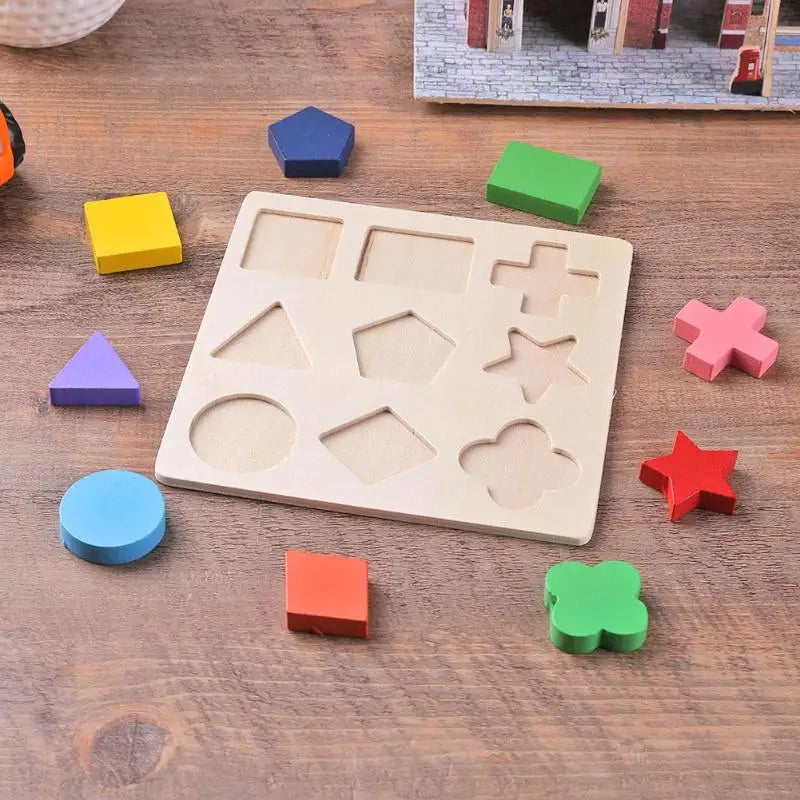 Wooden Geometric Montessori Shape & Fraction Puzzle