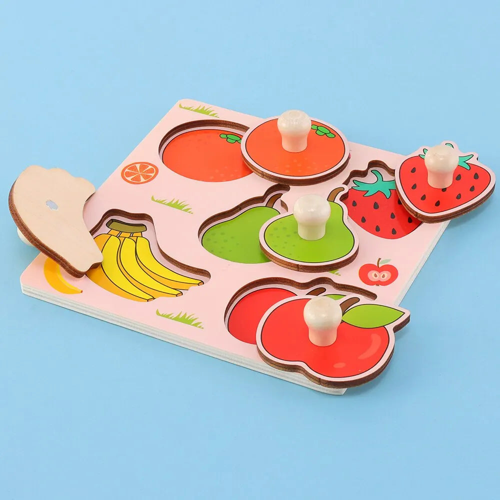 Wooden Fruit Knob Puzzle for Toddlers