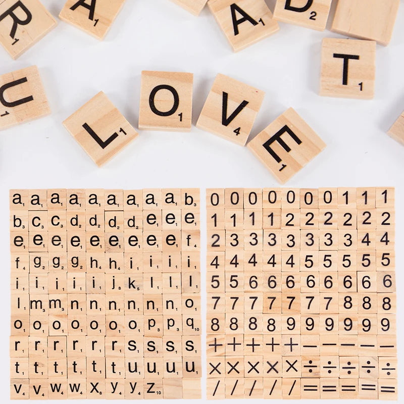 Montessori Wooden Alphabet Tiles for Toddlers | 100-Piece Spelling Game Set