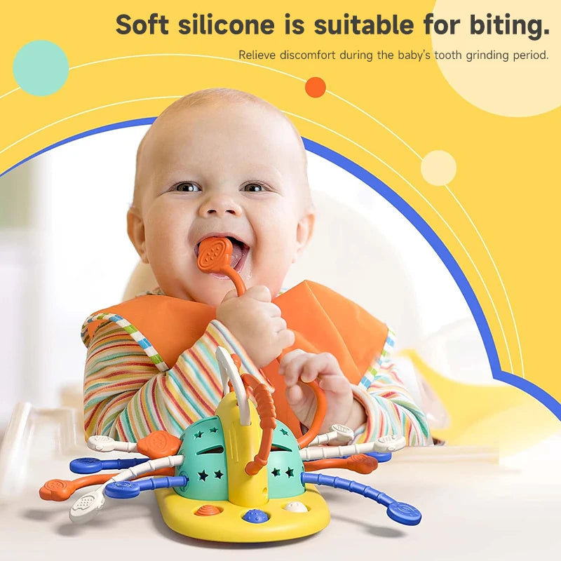 Montessori Baby Sensory Pull String Suction Toy for High Chair & Table