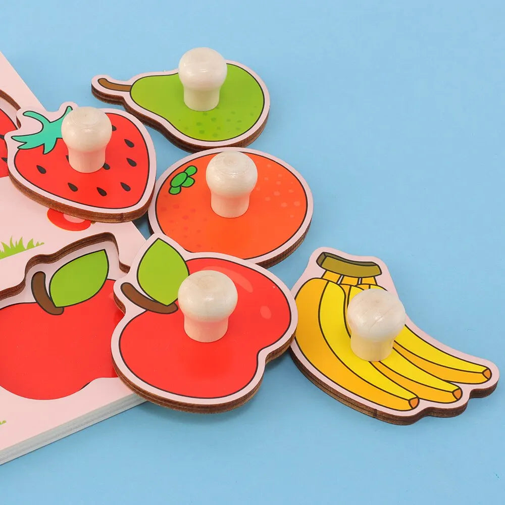 Wooden Fruit Knob Puzzle for Toddlers
