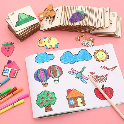 Montessori Drawing Templates for Kids | Wooden 20-Piece Animal Stencil Set