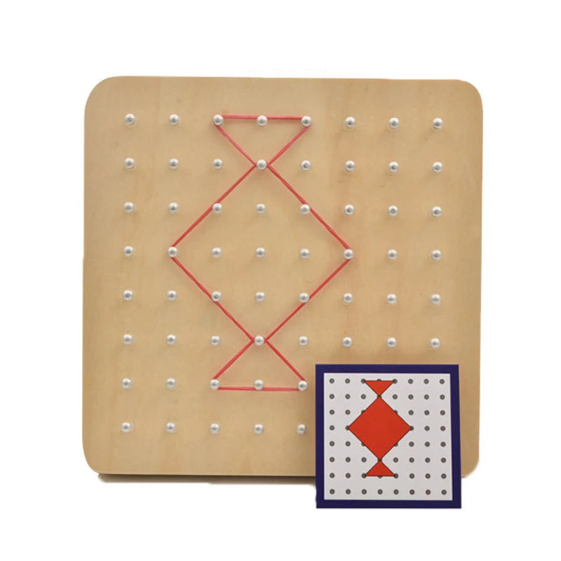 Wooden Geoboard Nail Board with Cards