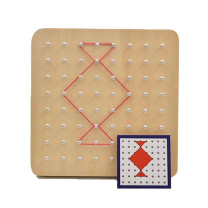 Wooden Geoboard Nail Board with Cards