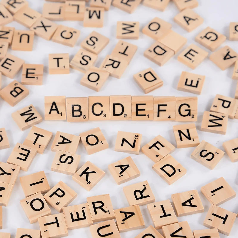 Montessori Wooden Alphabet Tiles for Toddlers | 100-Piece Spelling Game Set