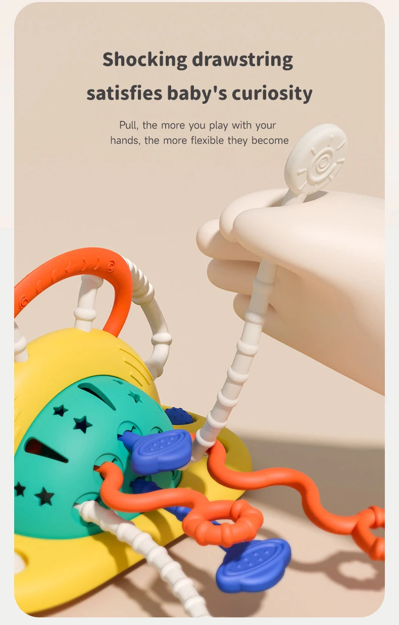 Montessori Baby Sensory Pull String Suction Toy for High Chair & Table
