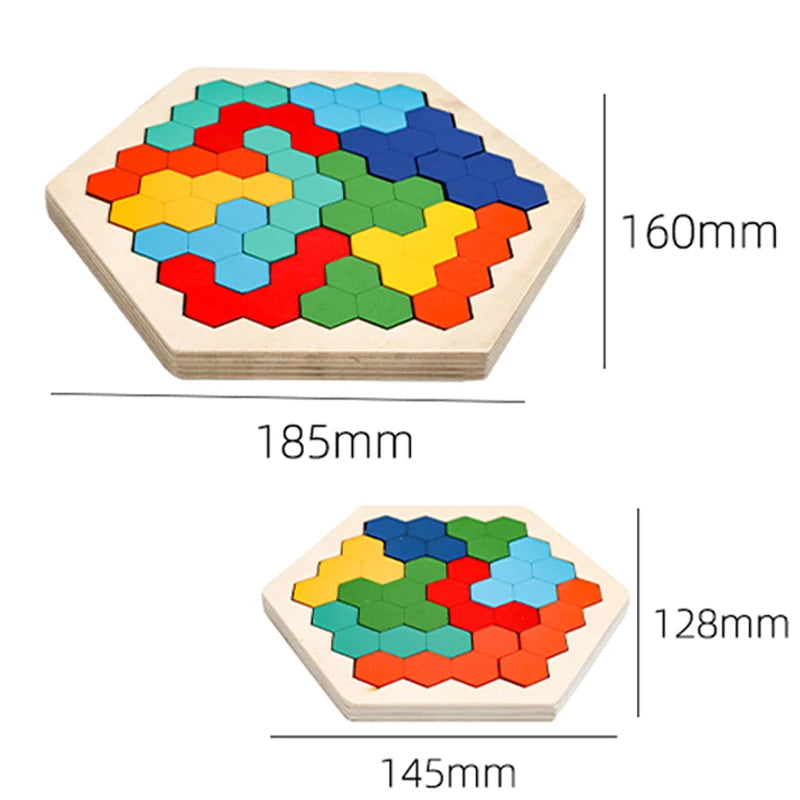 Wooden Hexagon Brain Teaser Puzzle for Kids & Adults