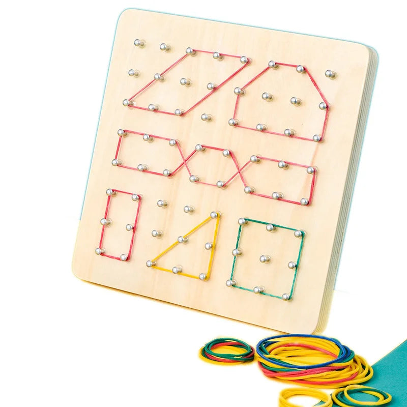 Wooden Geoboard Nail Board with Cards
