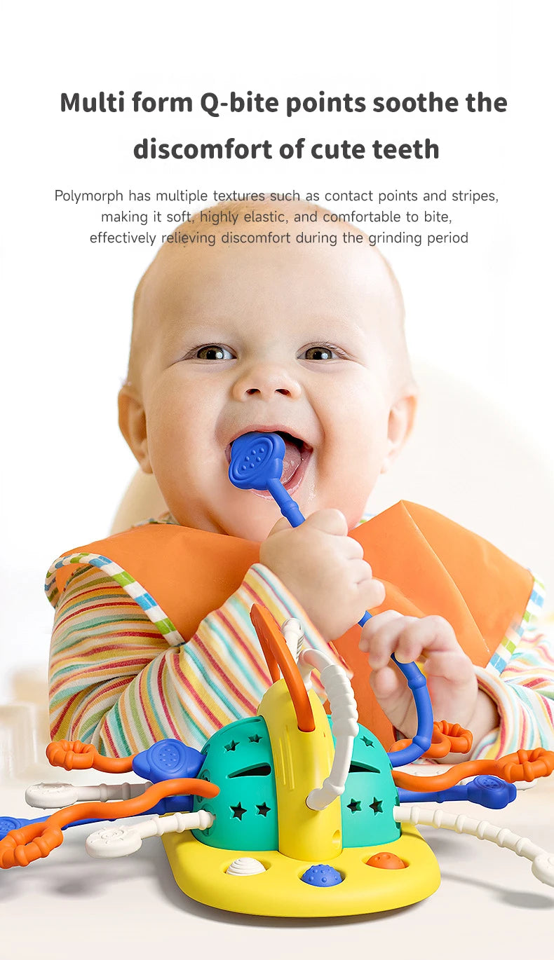 Montessori Baby Sensory Pull String Suction Toy for High Chair & Table