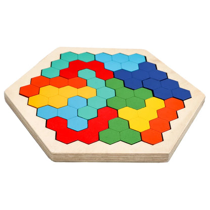 Wooden Hexagon Brain Teaser Puzzle for Kids & Adults