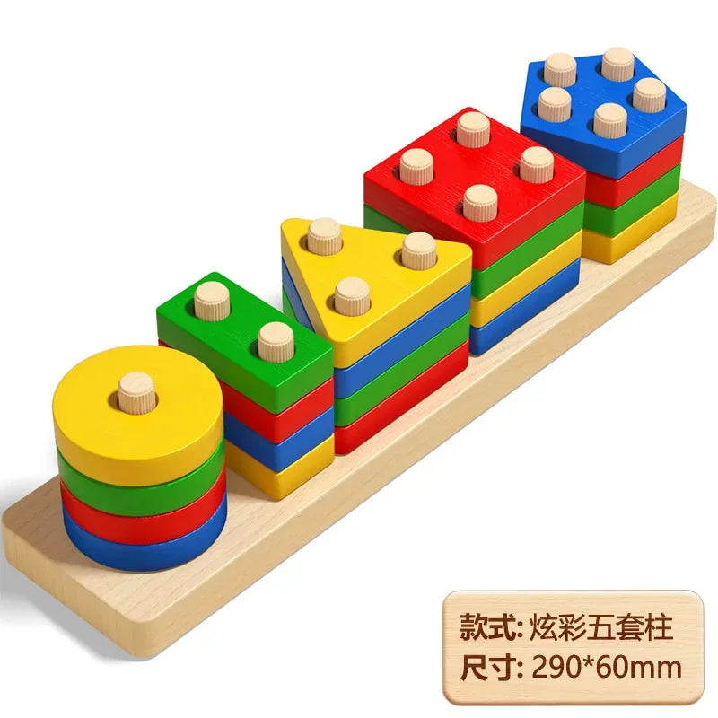 Wooden Fine Motor Peg Board Shape Puzzle for Kids 3–6