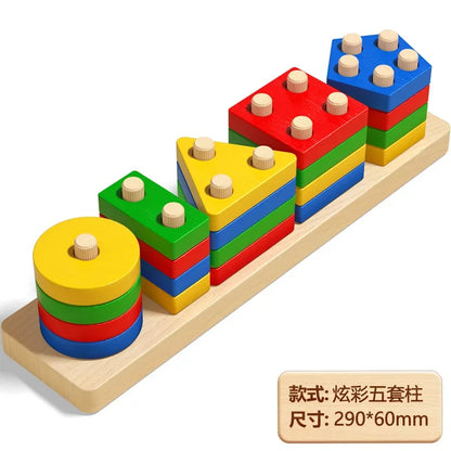 Wooden Fine Motor Peg Board Shape Puzzle for Kids 3–6