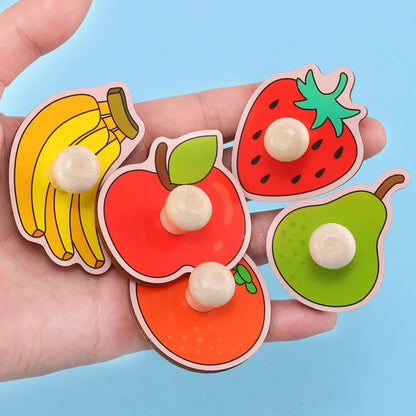 Wooden Fruit Knob Puzzle for Toddlers