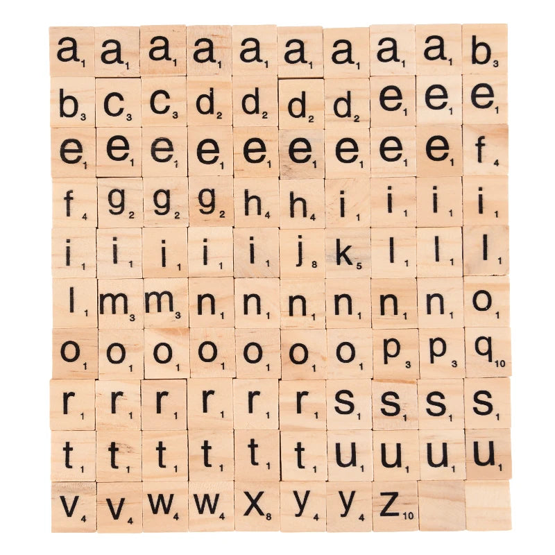 Montessori Wooden Alphabet Tiles for Toddlers | 100-Piece Spelling Game Set