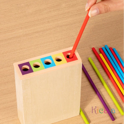 Educational 3-in-1 Wooden Stick Drawing Tower Set (Color Sorting & Balance Play), Ages 3+