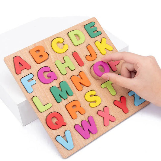 Montessori Wooden Alphabet Puzzle for Toddlers | Learn ABCs & Shapes