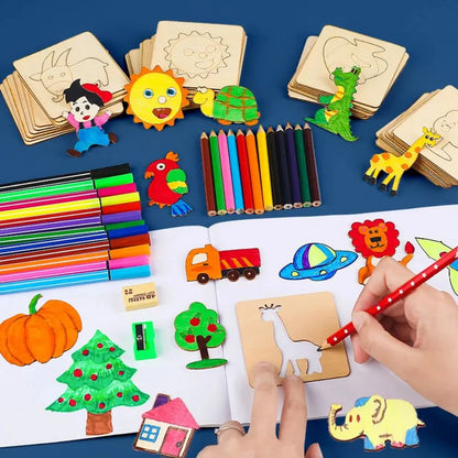 Wooden Drawing Stencils Kit for Kids