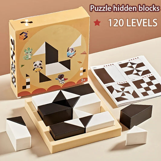 Montessori Logic Block Puzzle Toy for Kids | 120 Challenges to Train Focus & Thinking