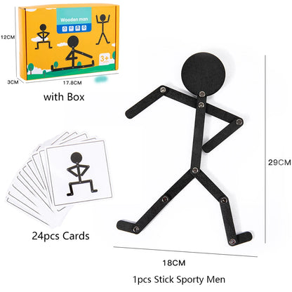 Montessori Wooden Pose Puzzle – Hand-Eye Coordination Toy for Kids