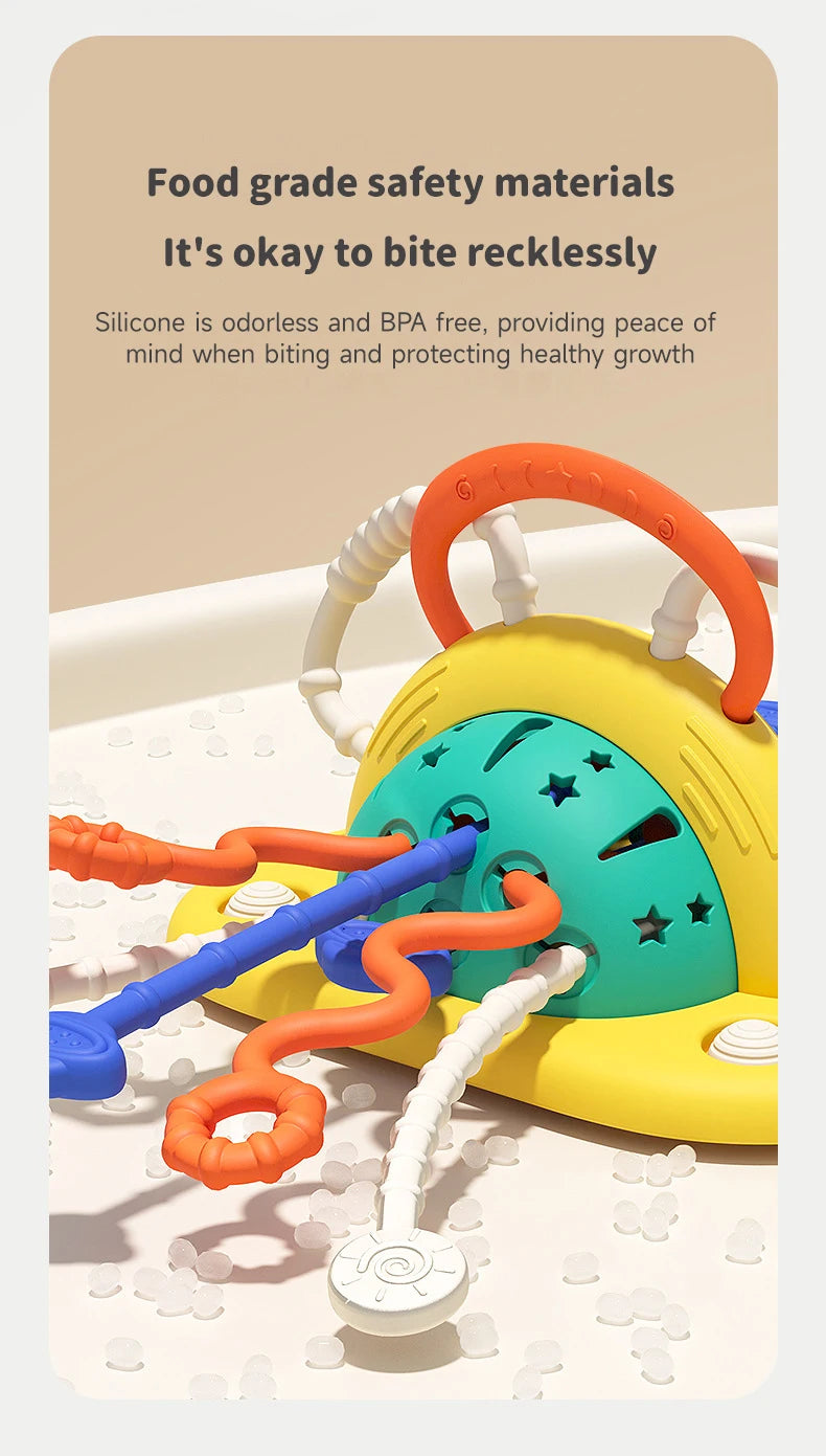 Montessori Baby Sensory Pull String Suction Toy for High Chair & Table